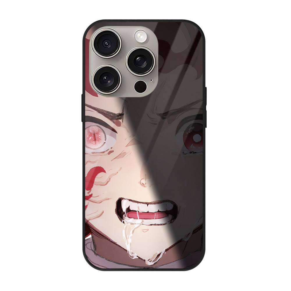 （画像用） 鬼滅の刃（きめつのやいば）竈門 炭治郎／かまど たんじろう Kamado Tanjirou 【iPhone15Pro対応】スマホケース 耐衝撃＆黄変防止 背面ガラス