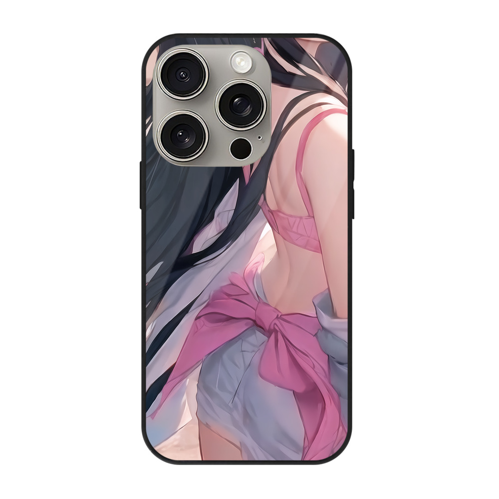 （画像用） 鬼滅の刃（きめつのやいば）竈門 禰󠄀豆子／かまど ねずこ Kamado Nezuko 【iPhone15Pro対応】スマホケース 耐衝撃＆黄変防止 背面ガラス