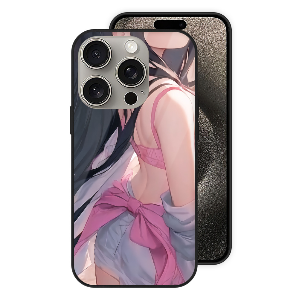 （画像用） 鬼滅の刃（きめつのやいば）竈門 禰󠄀豆子／かまど ねずこ Kamado Nezuko 【iPhone15Pro対応】スマホケース 耐衝撃＆黄変防止 背面ガラス