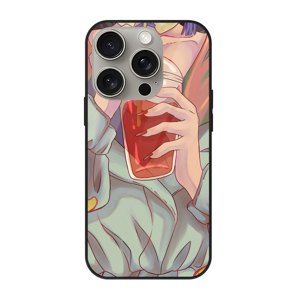 （画像用） 鬼滅の刃（きめつのやいば）竈門 禰󠄀豆子／かまど ねずこ Kamado Nezuko 【iPhone15Pro対応】スマホケース 耐衝撃＆黄変防止 背面ガラス