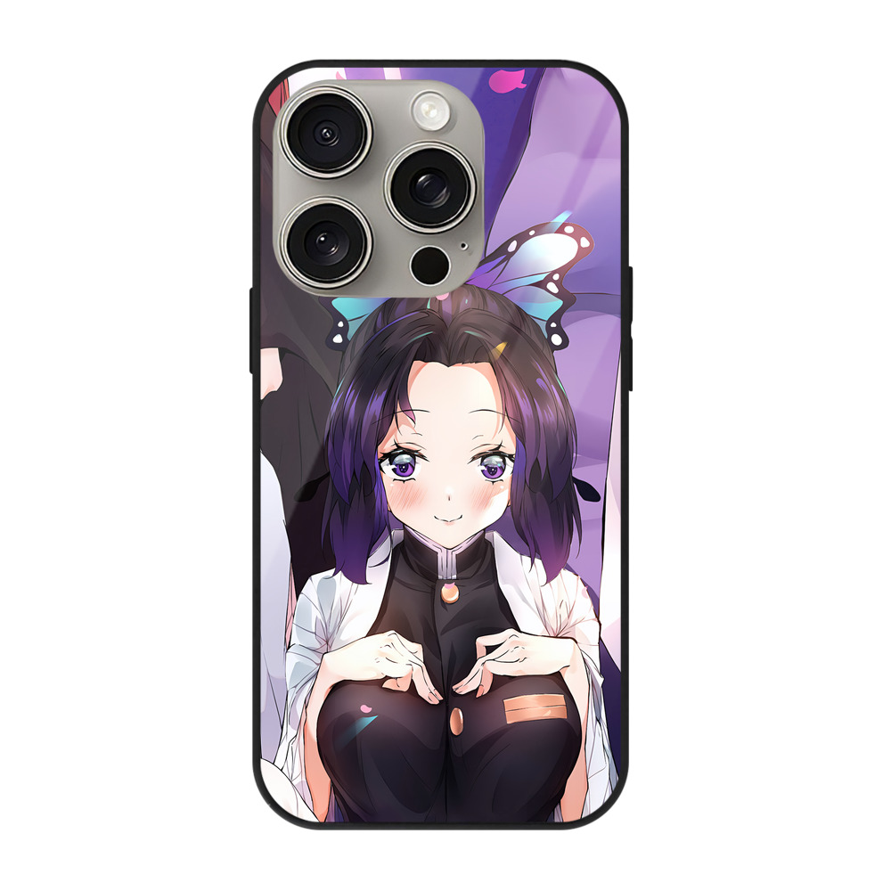 （画像用） 鬼滅の刃（きめつのやいば）竈門 禰󠄀豆子／かまど ねずこ Kamado Nezuko 【iPhone15Pro対応】スマホケース 耐衝撃＆黄変防止 背面ガラス