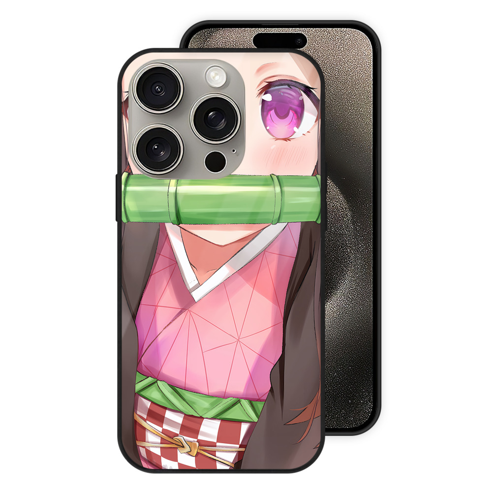 （画像用） 鬼滅の刃（きめつのやいば）竈門 禰󠄀豆子／かまど ねずこ Kamado Nezuko 【iPhone15Pro対応】スマホケース 耐衝撃＆黄変防止 背面ガラス