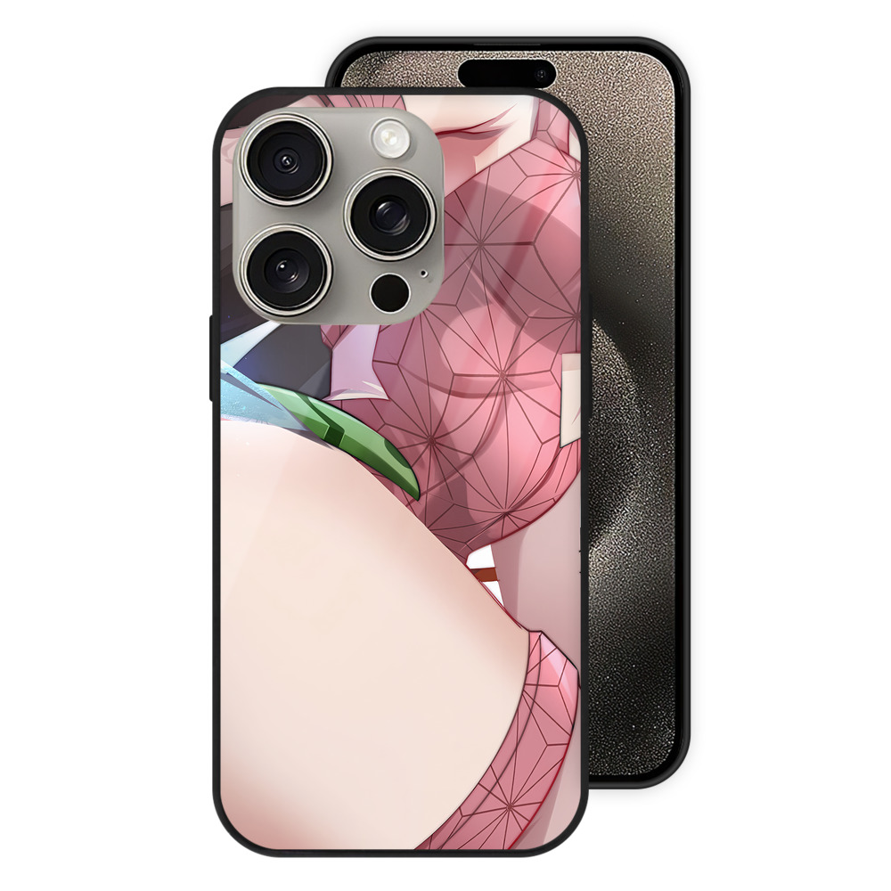 （画像用） 鬼滅の刃（きめつのやいば）竈門 禰󠄀豆子／かまど ねずこ Kamado Nezuko 【iPhone15Pro対応】スマホケース 耐衝撃＆黄変防止 背面ガラス