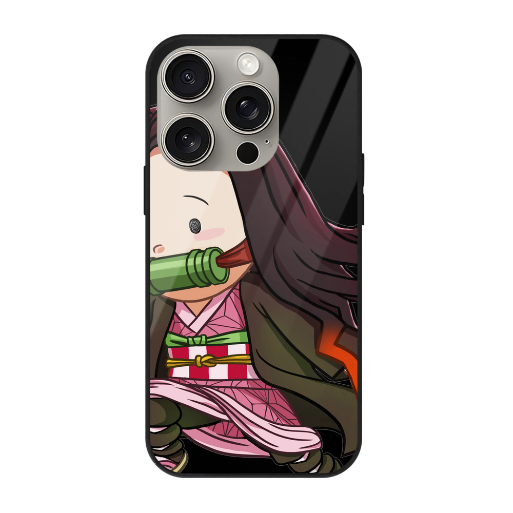（画像用） 鬼滅の刃（きめつのやいば）竈門 禰󠄀豆子／かまど ねずこ Kamado Nezuko 【iPhone15Pro対応】スマホケース 耐衝撃＆黄変防止 背面ガラス