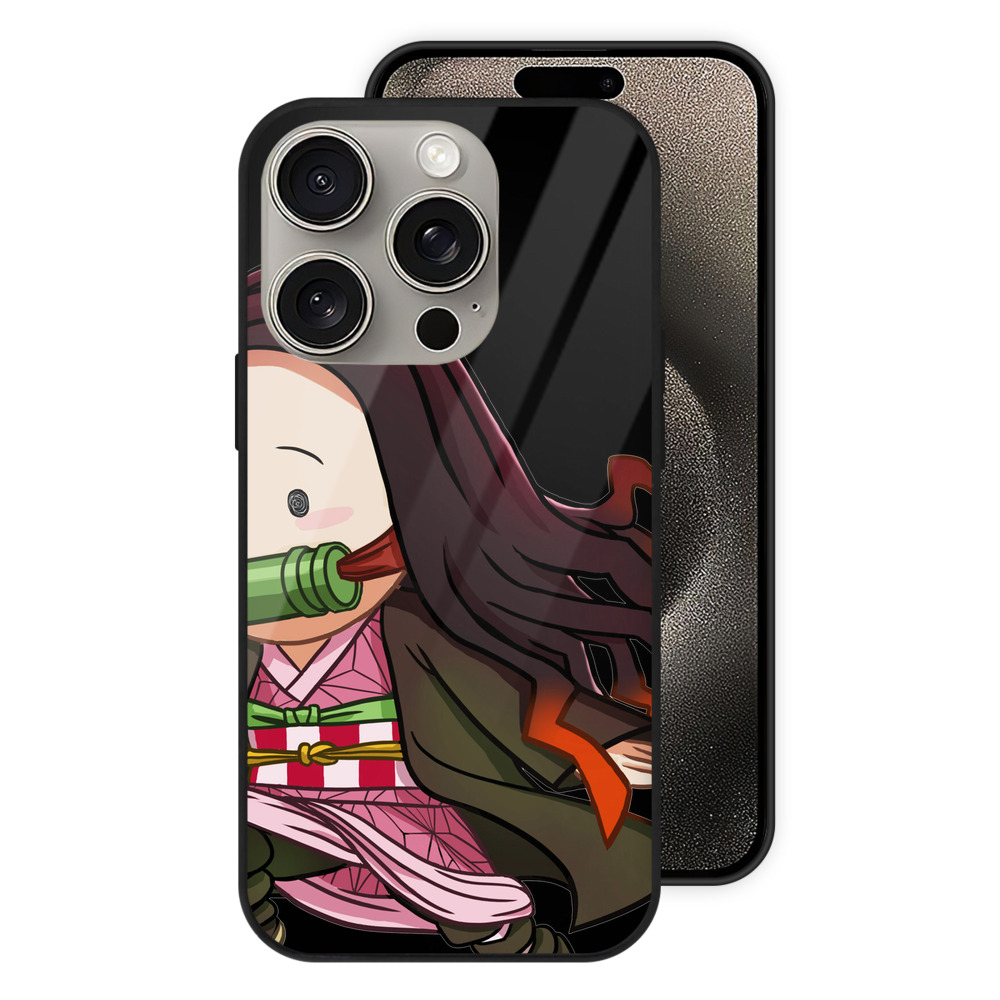 （画像用） 鬼滅の刃（きめつのやいば）竈門 禰󠄀豆子／かまど ねずこ Kamado Nezuko 【iPhone15Pro対応】スマホケース 耐衝撃＆黄変防止 背面ガラス