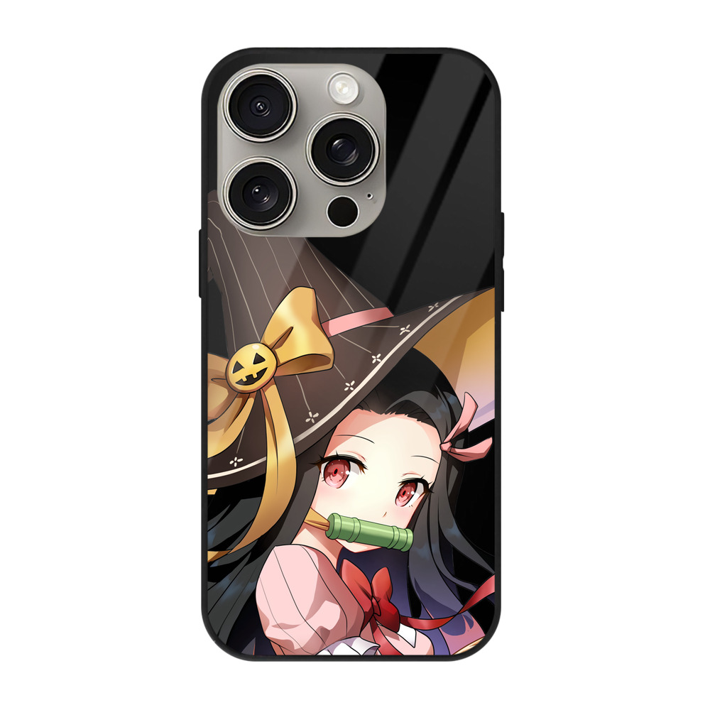 （画像用） 鬼滅の刃（きめつのやいば）竈門 禰󠄀豆子／かまど ねずこ Kamado Nezuko 【iPhone15Pro対応】スマホケース 耐衝撃＆黄変防止 背面ガラス
