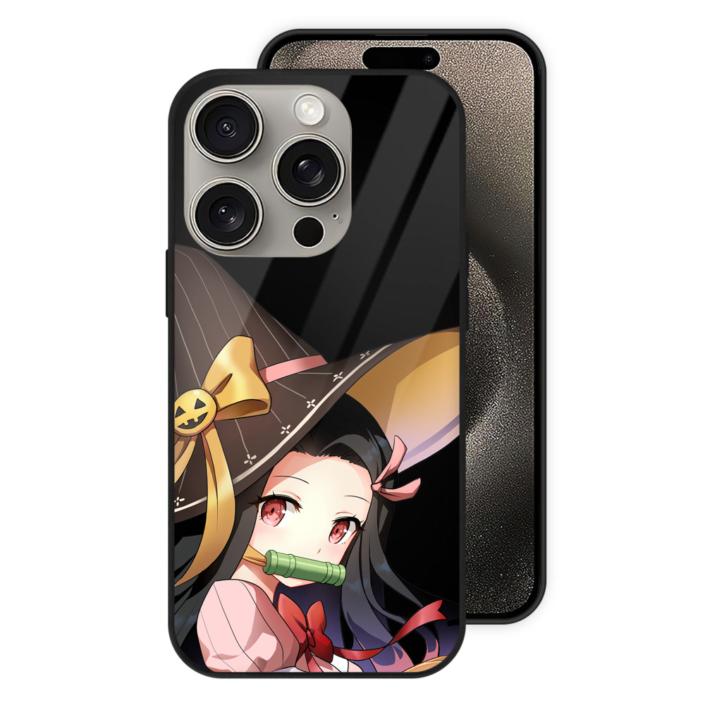 （画像用） 鬼滅の刃（きめつのやいば）竈門 禰󠄀豆子／かまど ねずこ Kamado Nezuko 【iPhone15Pro対応】スマホケース 耐衝撃＆黄変防止 背面ガラス