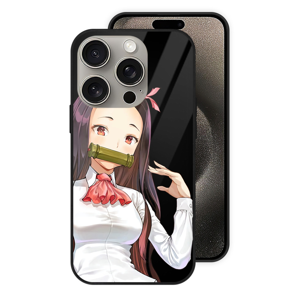 （画像用） 鬼滅の刃（きめつのやいば）竈門 禰󠄀豆子／かまど ねずこ Kamado Nezuko 【iPhone15Pro対応】スマホケース 耐衝撃＆黄変防止 背面ガラス