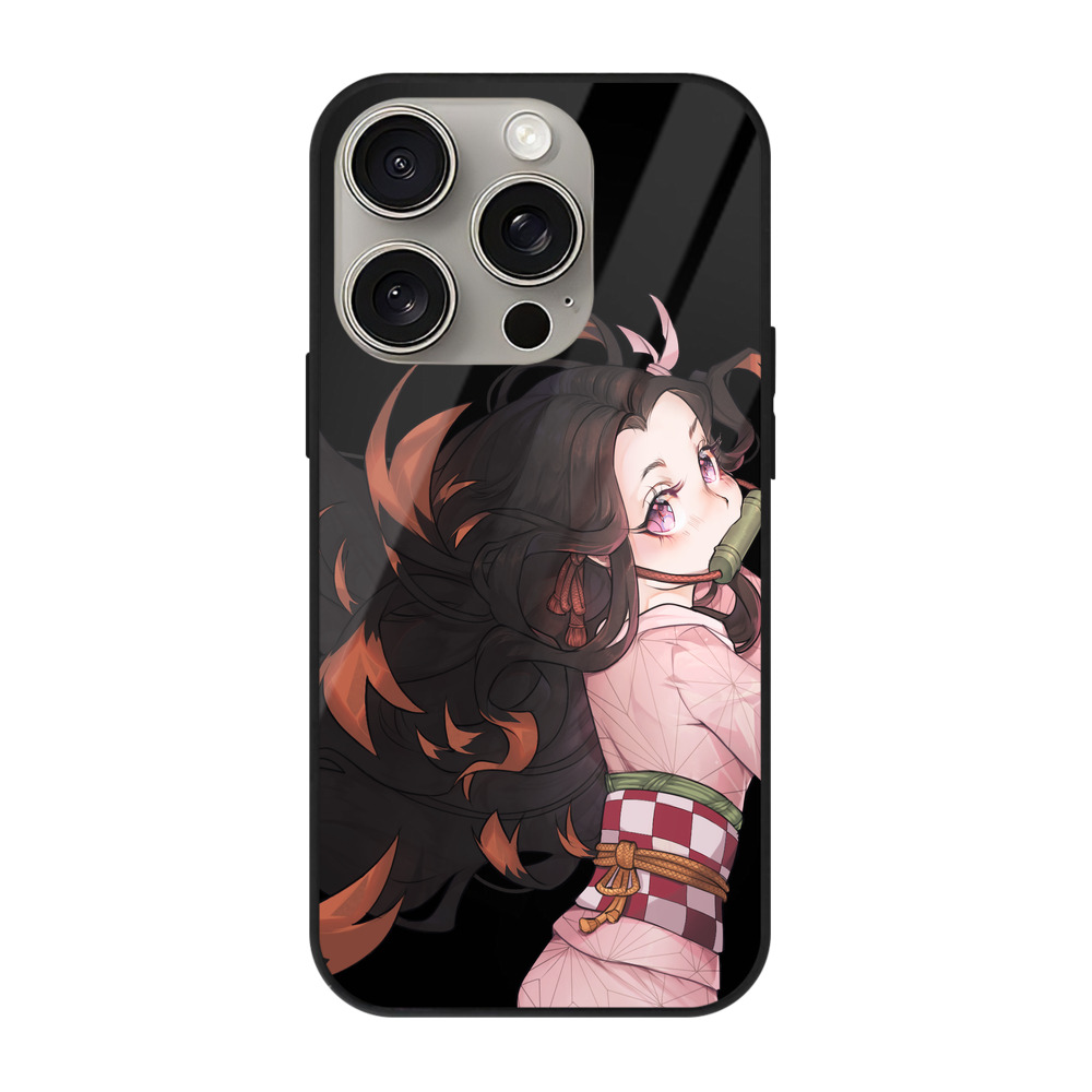 （画像用） 鬼滅の刃（きめつのやいば）竈門 禰󠄀豆子／かまど ねずこ Kamado Nezuko 【iPhone15Pro対応】スマホケース 耐衝撃＆黄変防止 背面ガラス