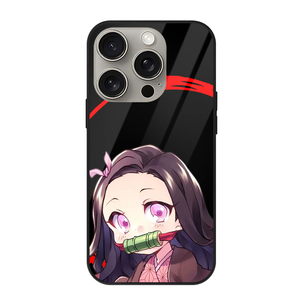 （画像用） 鬼滅の刃（きめつのやいば）竈門 禰󠄀豆子／かまど ねずこ Kamado Nezuko 【iPhone15Pro対応】スマホケース 耐衝撃＆黄変防止 背面ガラス