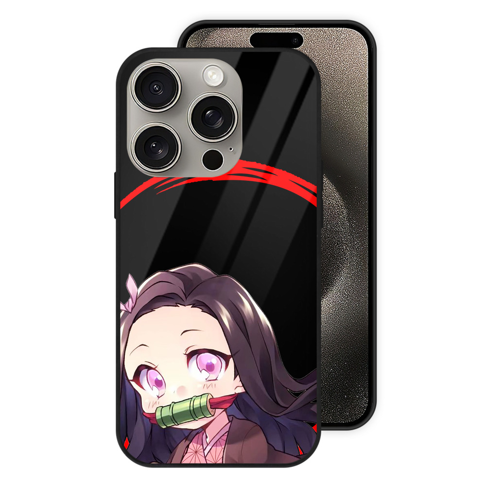 （画像用） 鬼滅の刃（きめつのやいば）竈門 禰󠄀豆子／かまど ねずこ Kamado Nezuko 【iPhone15Pro対応】スマホケース 耐衝撃＆黄変防止 背面ガラス