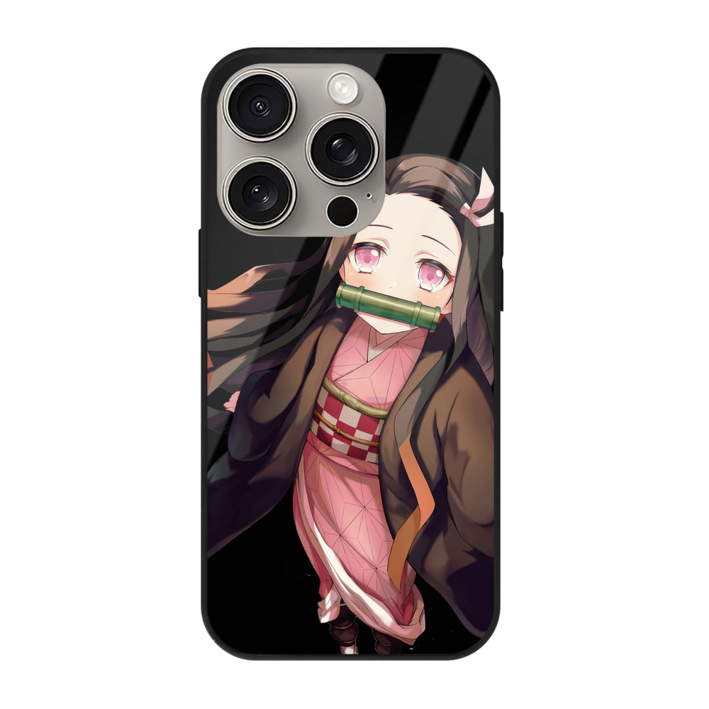 （画像用） 鬼滅の刃（きめつのやいば）竈門 禰󠄀豆子／かまど ねずこ Kamado Nezuko 【iPhone15Pro対応】スマホケース 耐衝撃＆黄変防止 背面ガラス