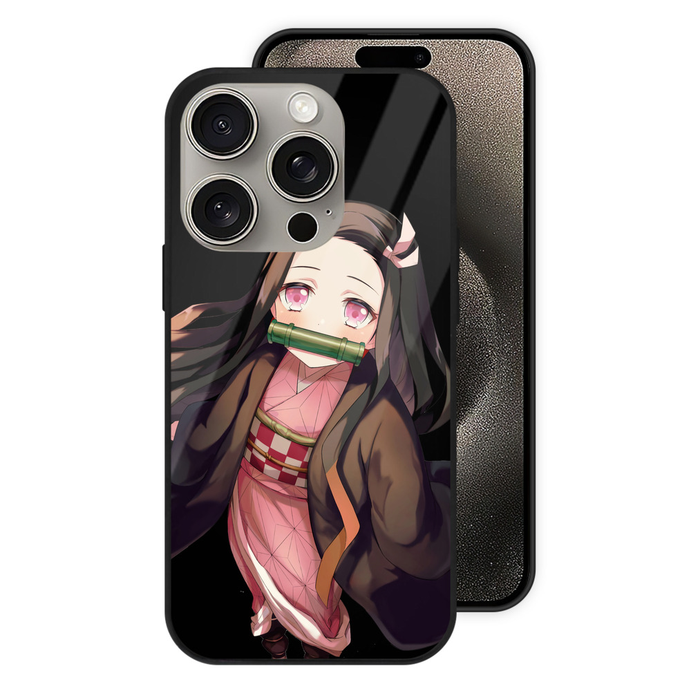 （画像用） 鬼滅の刃（きめつのやいば）竈門 禰󠄀豆子／かまど ねずこ Kamado Nezuko 【iPhone15Pro対応】スマホケース 耐衝撃＆黄変防止 背面ガラス