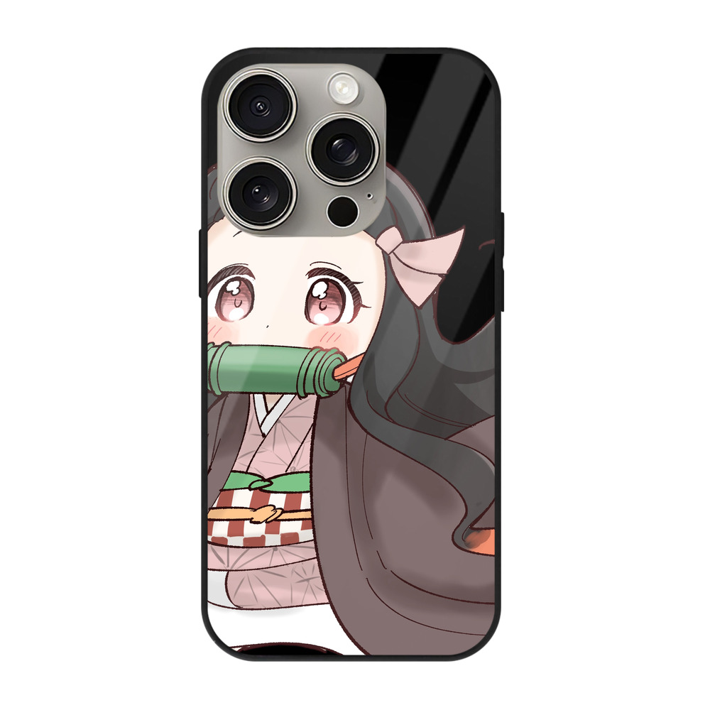 （画像用） 鬼滅の刃（きめつのやいば）竈門 禰󠄀豆子／かまど ねずこ Kamado Nezuko 【iPhone15Pro対応】スマホケース 耐衝撃＆黄変防止 背面ガラス
