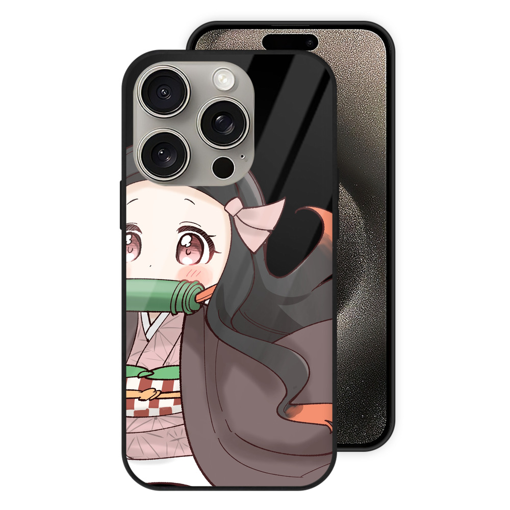 （画像用） 鬼滅の刃（きめつのやいば）竈門 禰󠄀豆子／かまど ねずこ Kamado Nezuko 【iPhone15Pro対応】スマホケース 耐衝撃＆黄変防止 背面ガラス