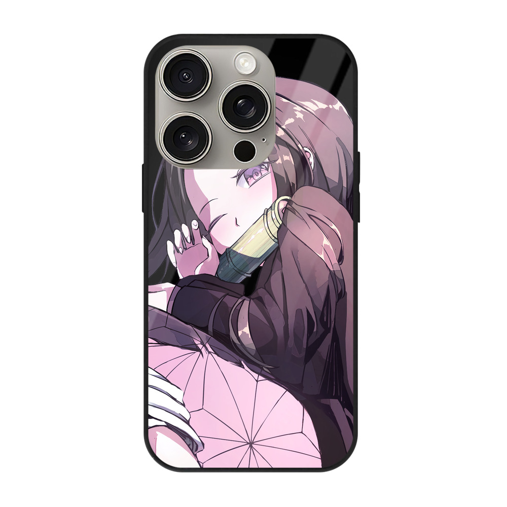 （画像用） 鬼滅の刃（きめつのやいば）竈門 禰󠄀豆子／かまど ねずこ Kamado Nezuko 【iPhone15Pro対応】スマホケース 耐衝撃＆黄変防止 背面ガラス