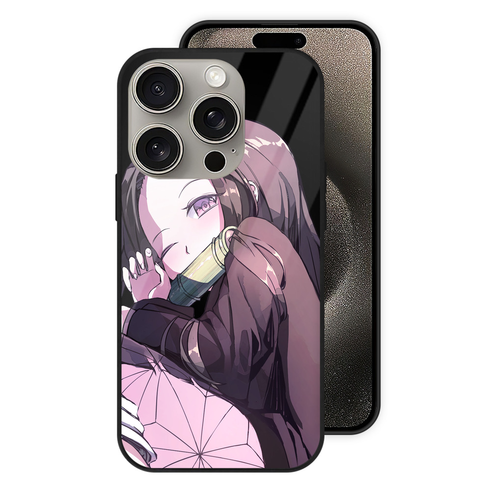 （画像用） 鬼滅の刃（きめつのやいば）竈門 禰󠄀豆子／かまど ねずこ Kamado Nezuko 【iPhone15Pro対応】スマホケース 耐衝撃＆黄変防止 背面ガラス