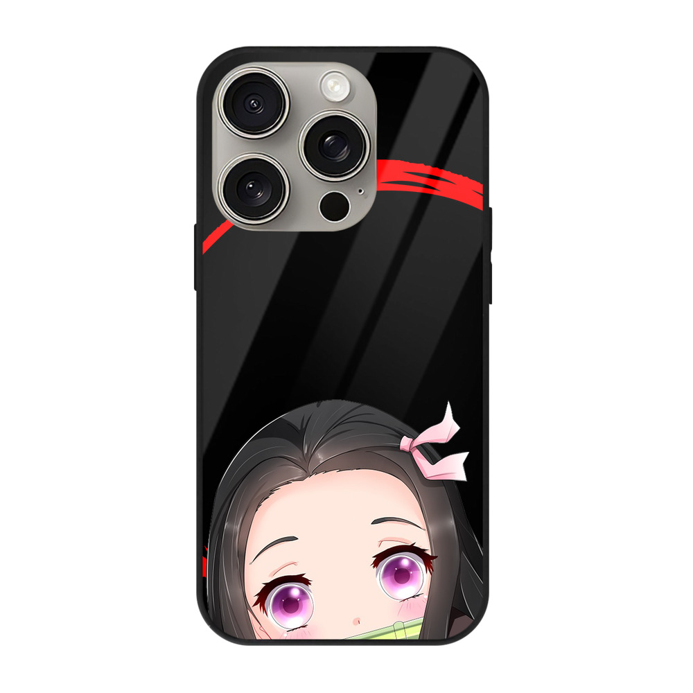 （画像用） 鬼滅の刃（きめつのやいば）竈門 禰󠄀豆子／かまど ねずこ Kamado Nezuko 【iPhone15Pro対応】スマホケース 耐衝撃＆黄変防止 背面ガラス