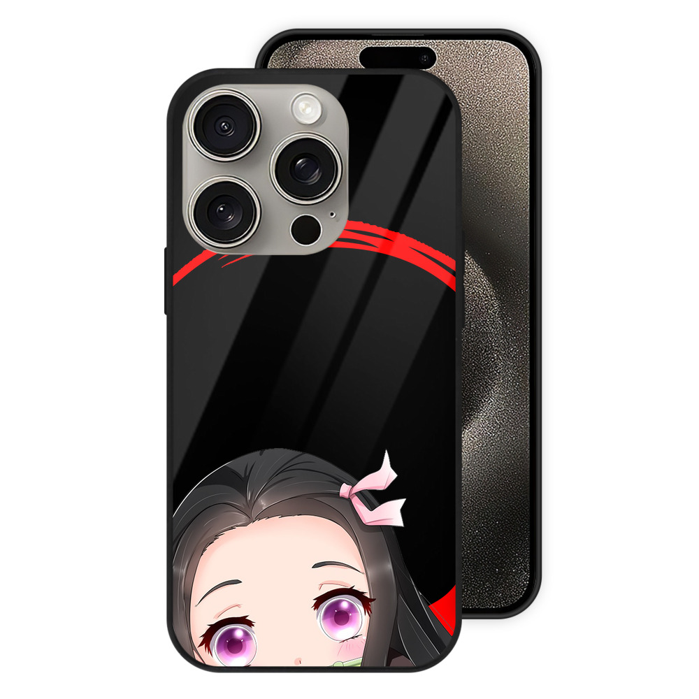 （画像用） 鬼滅の刃（きめつのやいば）竈門 禰󠄀豆子／かまど ねずこ Kamado Nezuko 【iPhone15Pro対応】スマホケース 耐衝撃＆黄変防止 背面ガラス
