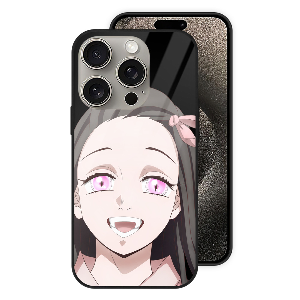 （画像用） 鬼滅の刃（きめつのやいば）竈門 禰󠄀豆子／かまど ねずこ Kamado Nezuko 【iPhone15Pro対応】スマホケース 耐衝撃＆黄変防止 背面ガラス