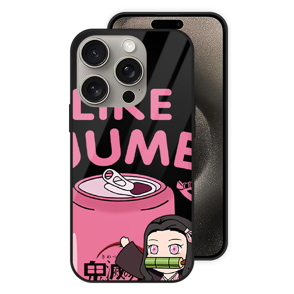 （画像用） 鬼滅の刃（きめつのやいば）竈門 禰󠄀豆子／かまど ねずこ Kamado Nezuko 【iPhone15Pro対応】スマホケース 耐衝撃＆黄変防止 背面ガラス