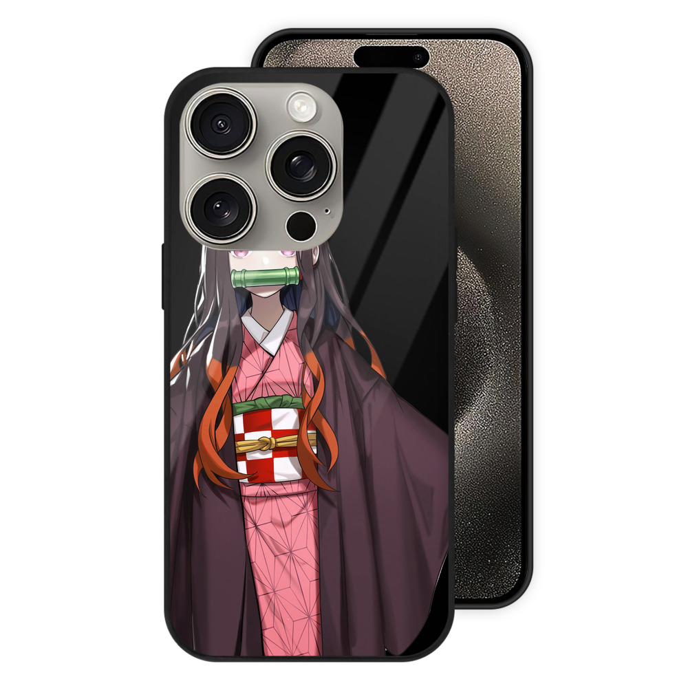 （画像用） 鬼滅の刃（きめつのやいば）竈門 禰󠄀豆子／かまど ねずこ Kamado Nezuko 【iPhone15Pro対応】スマホケース 耐衝撃＆黄変防止 背面ガラス