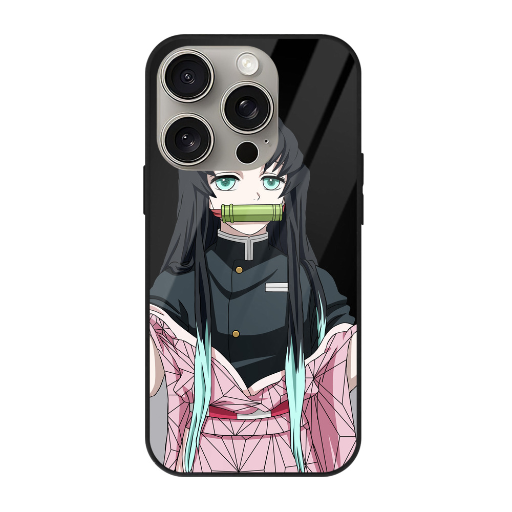 （画像用） 鬼滅の刃（きめつのやいば）竈門 禰󠄀豆子／かまど ねずこ Kamado Nezuko 【iPhone15Pro対応】スマホケース 耐衝撃＆黄変防止 背面ガラス
