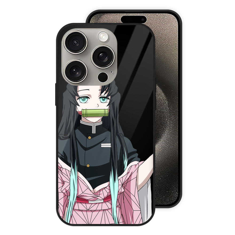 （画像用） 鬼滅の刃（きめつのやいば）竈門 禰󠄀豆子／かまど ねずこ Kamado Nezuko 【iPhone15Pro対応】スマホケース 耐衝撃＆黄変防止 背面ガラス