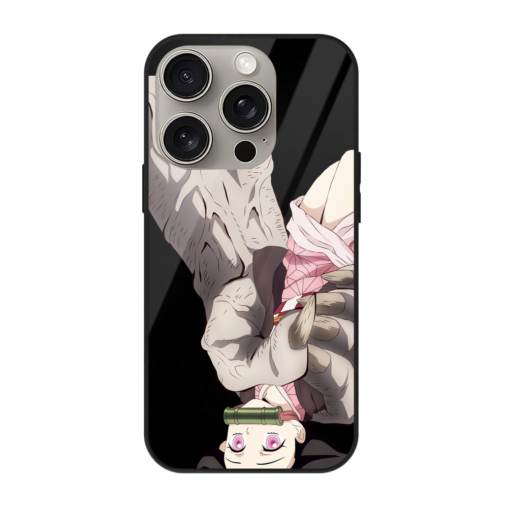 （画像用） 鬼滅の刃（きめつのやいば）竈門 禰󠄀豆子／かまど ねずこ Kamado Nezuko 【iPhone15Pro対応】スマホケース 耐衝撃＆黄変防止 背面ガラス