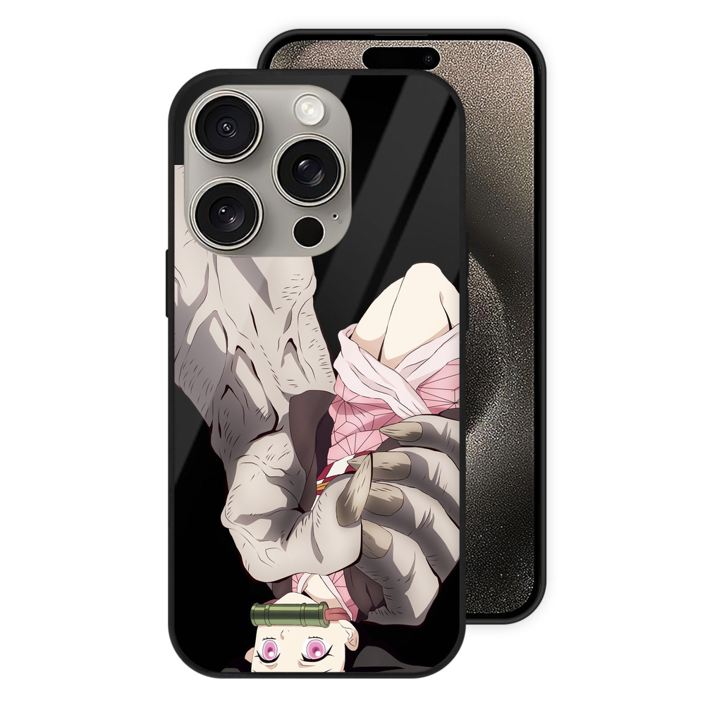 （画像用） 鬼滅の刃（きめつのやいば）竈門 禰󠄀豆子／かまど ねずこ Kamado Nezuko 【iPhone15Pro対応】スマホケース 耐衝撃＆黄変防止 背面ガラス