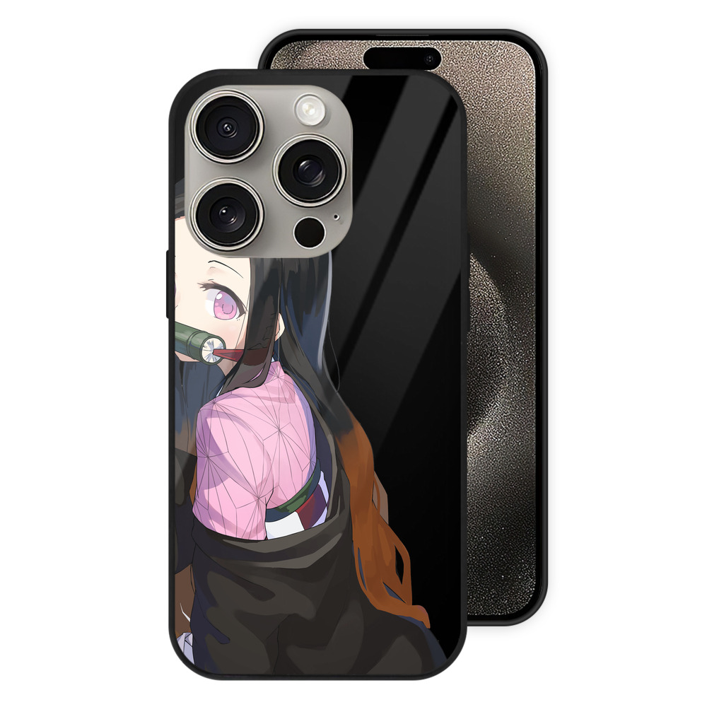 （画像用） 鬼滅の刃（きめつのやいば）竈門 禰󠄀豆子／かまど ねずこ Kamado Nezuko 【iPhone15Pro対応】スマホケース 耐衝撃＆黄変防止 背面ガラス