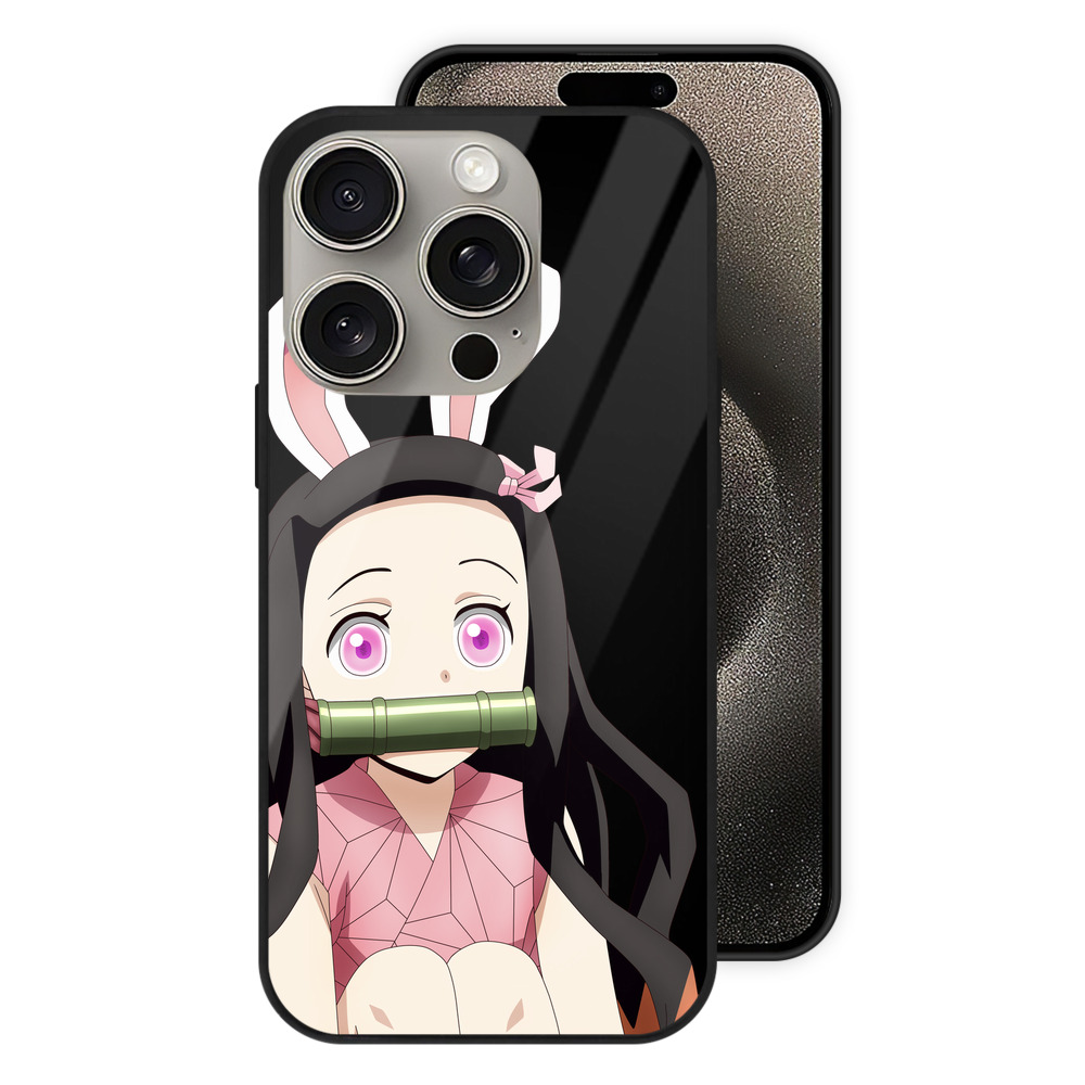 （画像用） 鬼滅の刃（きめつのやいば）竈門 禰󠄀豆子／かまど ねずこ Kamado Nezuko 【iPhone15Pro対応】スマホケース 耐衝撃＆黄変防止 背面ガラス
