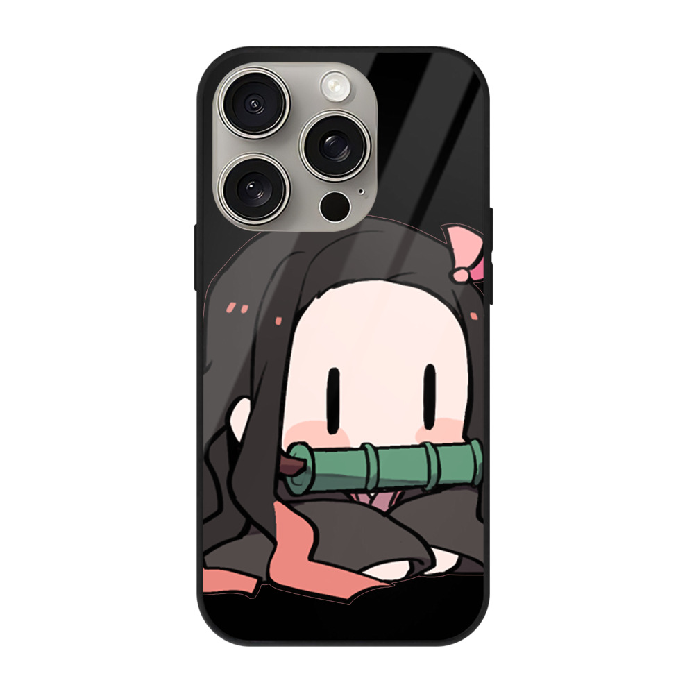 （画像用） 鬼滅の刃（きめつのやいば）竈門 禰󠄀豆子／かまど ねずこ Kamado Nezuko 【iPhone15Pro対応】スマホケース 耐衝撃＆黄変防止 背面ガラス