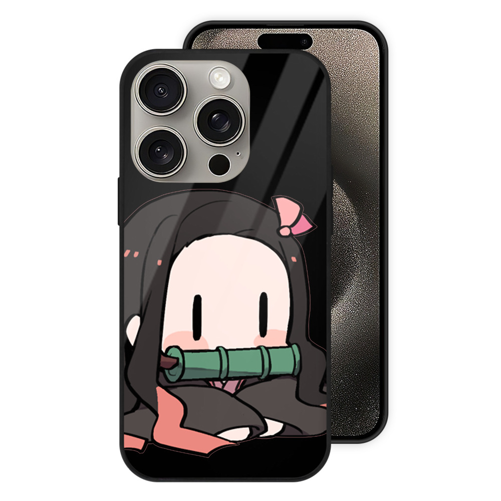 （画像用） 鬼滅の刃（きめつのやいば）竈門 禰󠄀豆子／かまど ねずこ Kamado Nezuko 【iPhone15Pro対応】スマホケース 耐衝撃＆黄変防止 背面ガラス