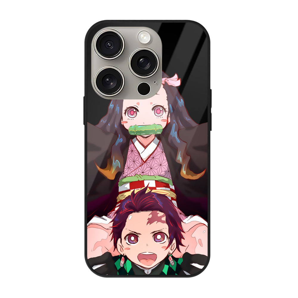 （画像用） 鬼滅の刃（きめつのやいば）竈門 禰󠄀豆子／かまど ねずこ Kamado Nezuko 【iPhone15Pro対応】スマホケース 耐衝撃＆黄変防止 背面ガラス