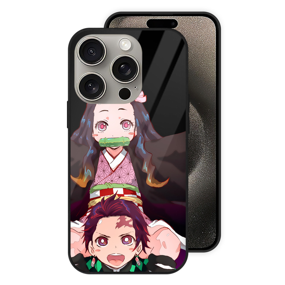 （画像用） 鬼滅の刃（きめつのやいば）竈門 禰󠄀豆子／かまど ねずこ Kamado Nezuko 【iPhone15Pro対応】スマホケース 耐衝撃＆黄変防止 背面ガラス