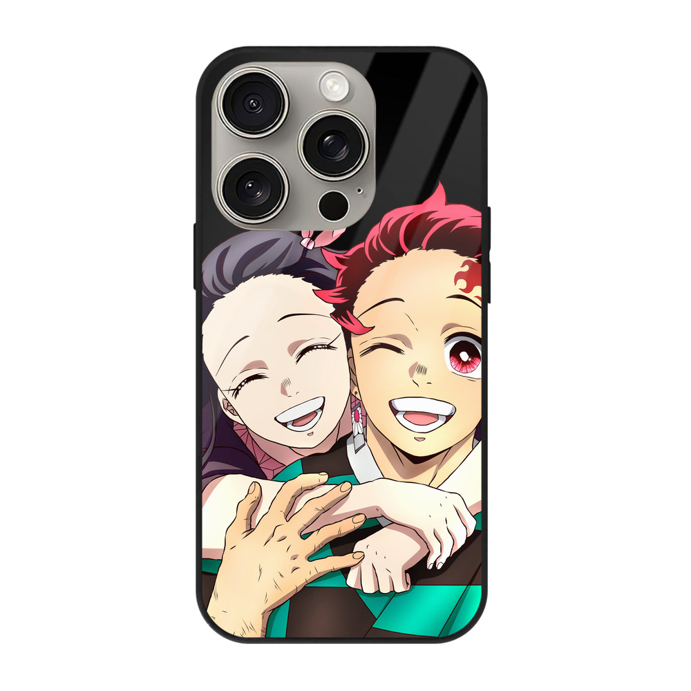 （画像用） 鬼滅の刃（きめつのやいば）竈門 禰󠄀豆子／かまど ねずこ Kamado Nezuko 【iPhone15Pro対応】スマホケース 耐衝撃＆黄変防止 背面ガラス