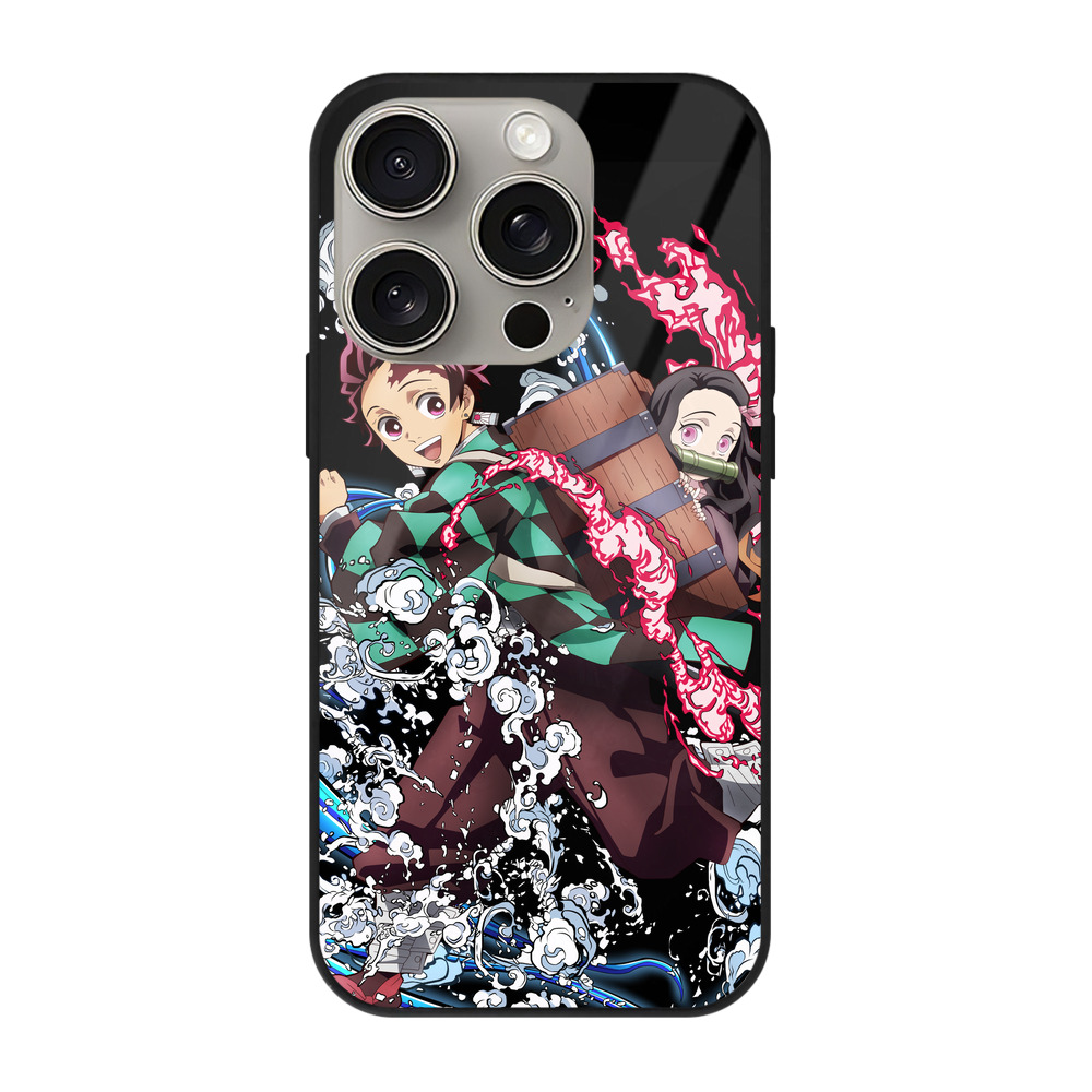 （画像用） 鬼滅の刃（きめつのやいば）竈門 禰󠄀豆子／かまど ねずこ Kamado Nezuko 【iPhone15Pro対応】スマホケース 耐衝撃＆黄変防止 背面ガラス