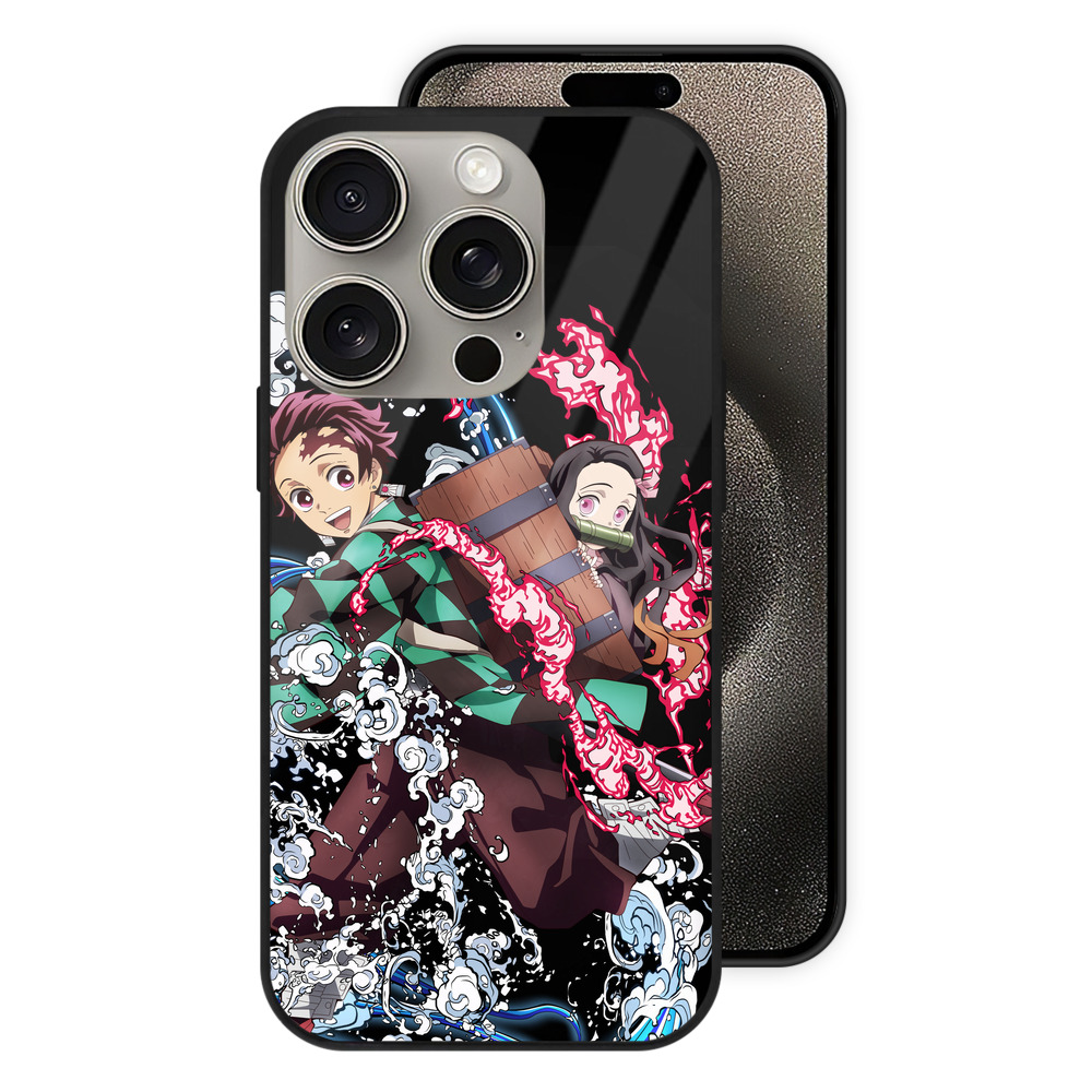 （画像用） 鬼滅の刃（きめつのやいば）竈門 禰󠄀豆子／かまど ねずこ Kamado Nezuko 【iPhone15Pro対応】スマホケース 耐衝撃＆黄変防止 背面ガラス