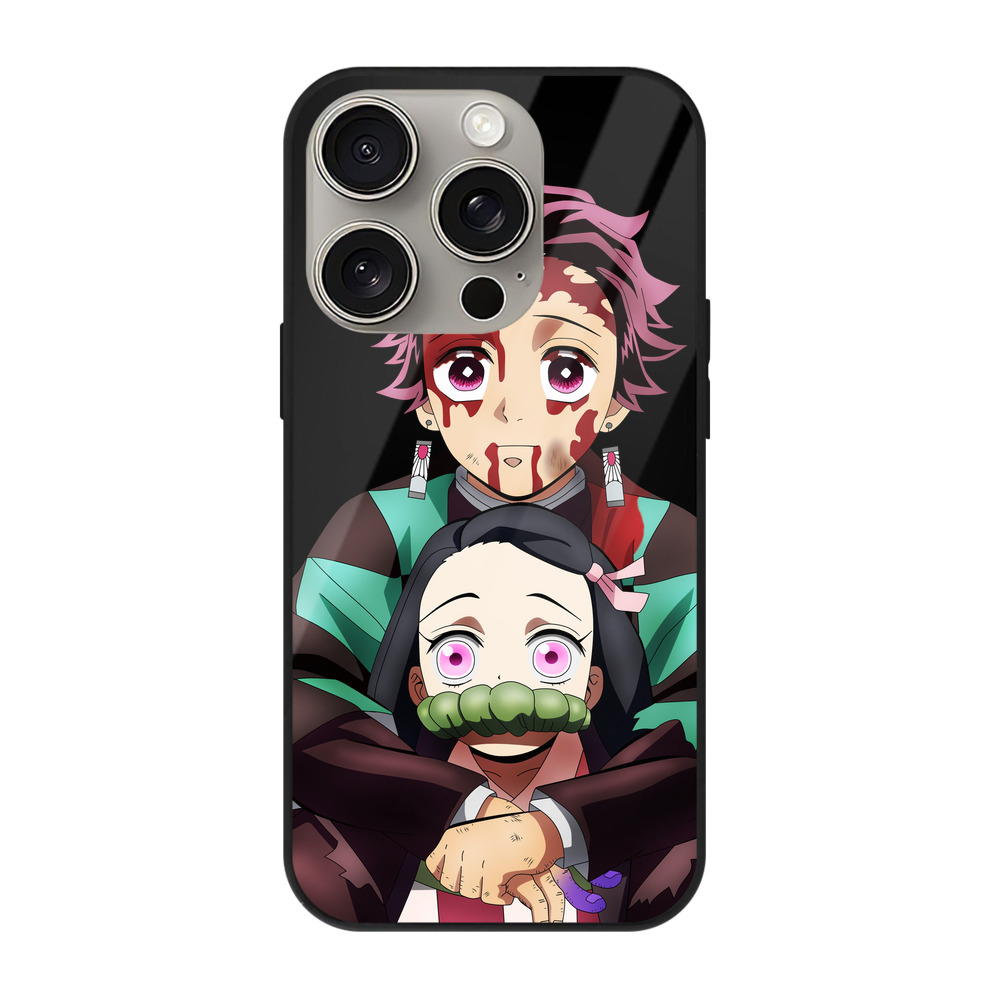 （画像用） 鬼滅の刃（きめつのやいば）竈門 禰󠄀豆子／かまど ねずこ Kamado Nezuko 【iPhone15Pro対応】スマホケース 耐衝撃＆黄変防止 背面ガラス