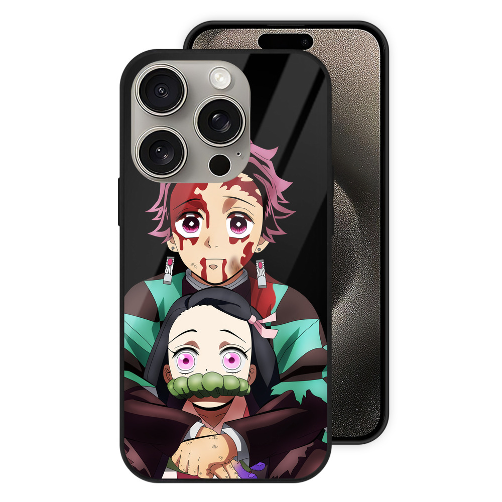 （画像用） 鬼滅の刃（きめつのやいば）竈門 禰󠄀豆子／かまど ねずこ Kamado Nezuko 【iPhone15Pro対応】スマホケース 耐衝撃＆黄変防止 背面ガラス
