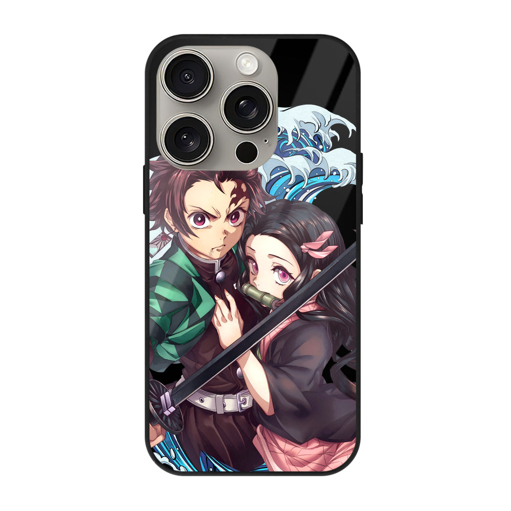 （画像用） 鬼滅の刃（きめつのやいば）竈門 禰󠄀豆子／かまど ねずこ Kamado Nezuko 【iPhone15Pro対応】スマホケース 耐衝撃＆黄変防止 背面ガラス
