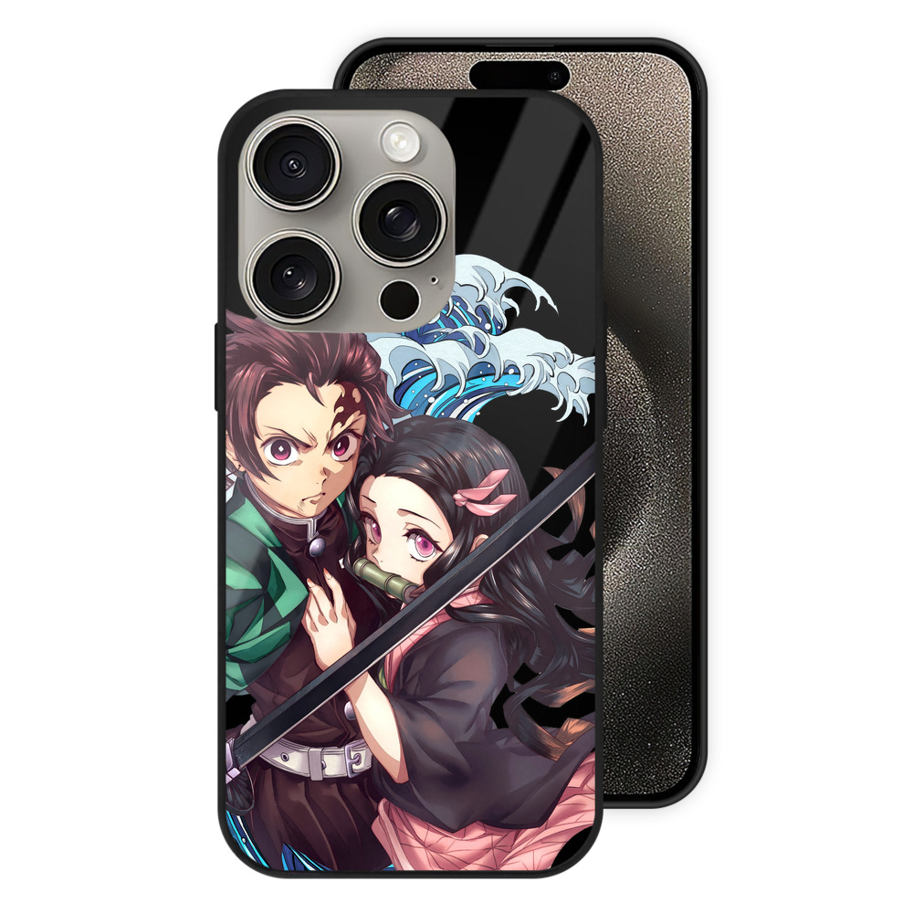 （画像用） 鬼滅の刃（きめつのやいば）竈門 禰󠄀豆子／かまど ねずこ Kamado Nezuko 【iPhone15Pro対応】スマホケース 耐衝撃＆黄変防止 背面ガラス