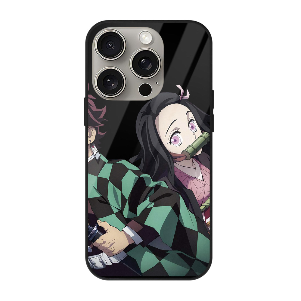 （画像用） 鬼滅の刃（きめつのやいば）竈門 禰󠄀豆子／かまど ねずこ Kamado Nezuko 【iPhone15Pro対応】スマホケース 耐衝撃＆黄変防止 背面ガラス
