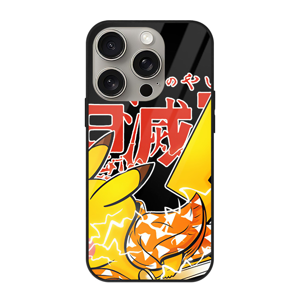 （画像用） 鬼滅の刃（きめつのやいば）我妻 善逸／あがつま ぜんいつ Agatsuma Zenitsu 【iPhone15Pro対応】スマホケース 耐衝撃＆黄変防止 背面ガラス