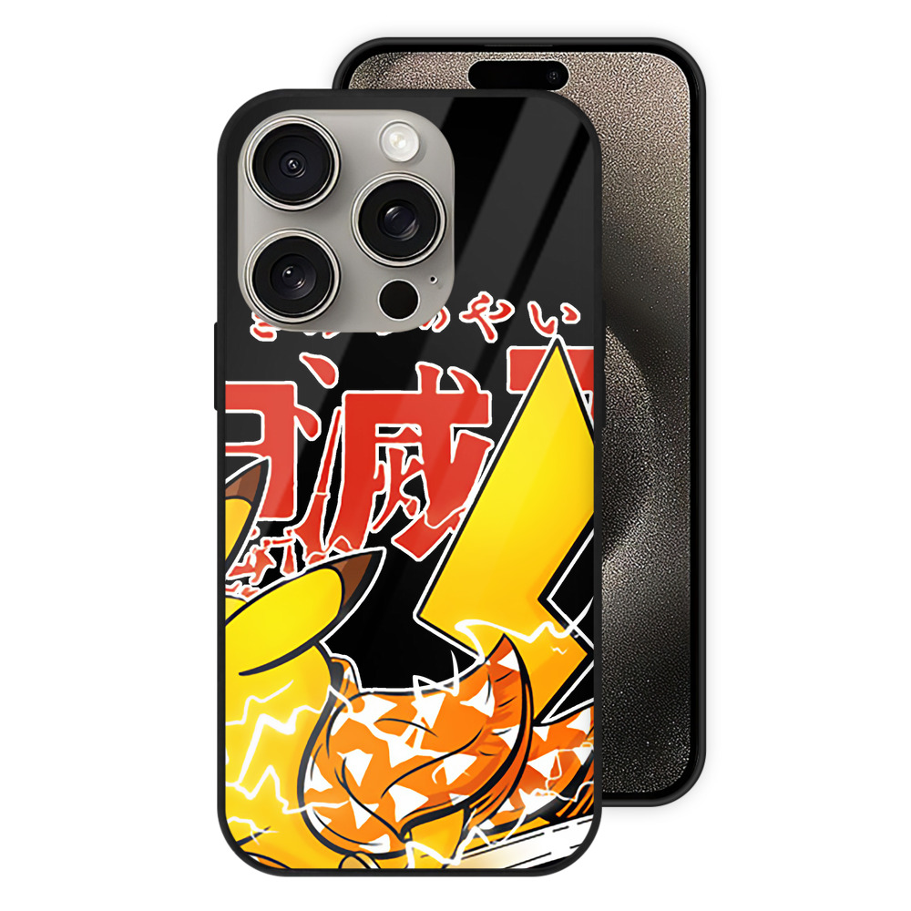 （画像用） 鬼滅の刃（きめつのやいば）我妻 善逸／あがつま ぜんいつ Agatsuma Zenitsu 【iPhone15Pro対応】スマホケース 耐衝撃＆黄変防止 背面ガラス