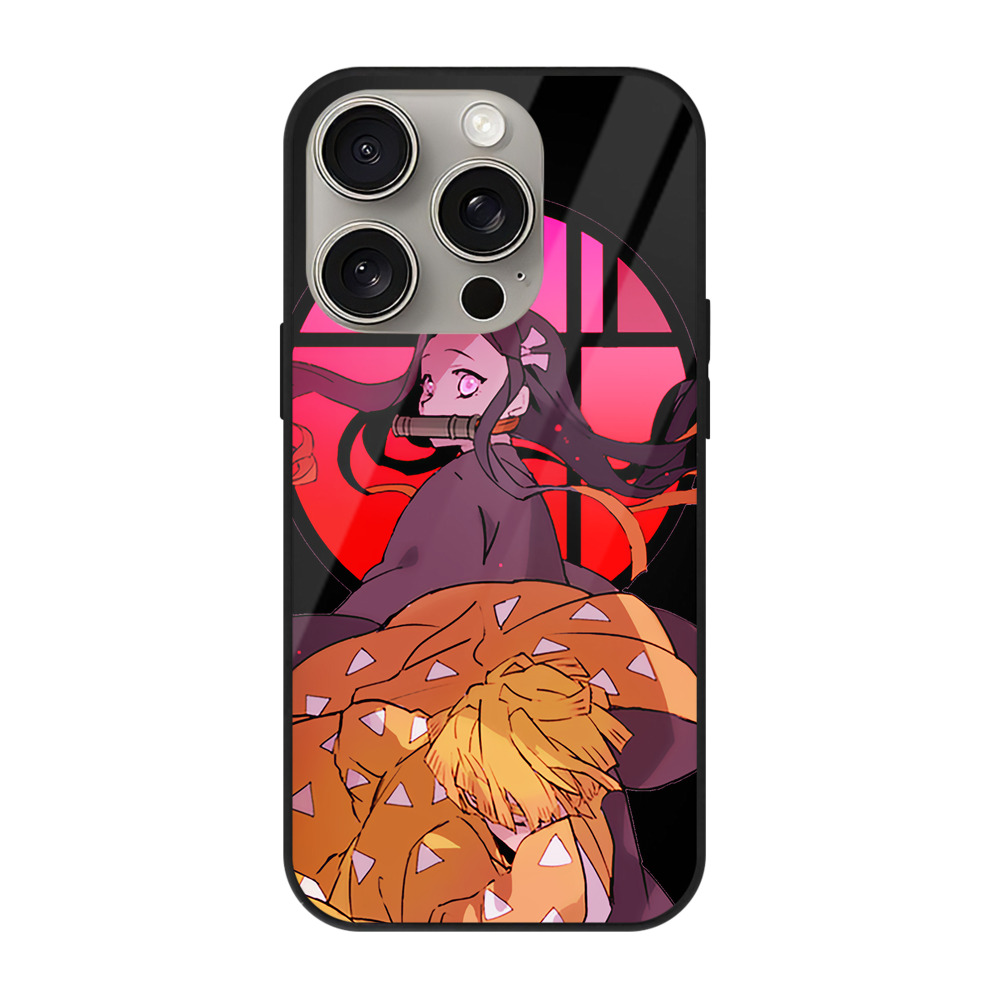 （画像用） 鬼滅の刃（きめつのやいば）我妻 善逸／あがつま ぜんいつ Agatsuma Zenitsu 【iPhone15Pro対応】スマホケース 耐衝撃＆黄変防止 背面ガラス
