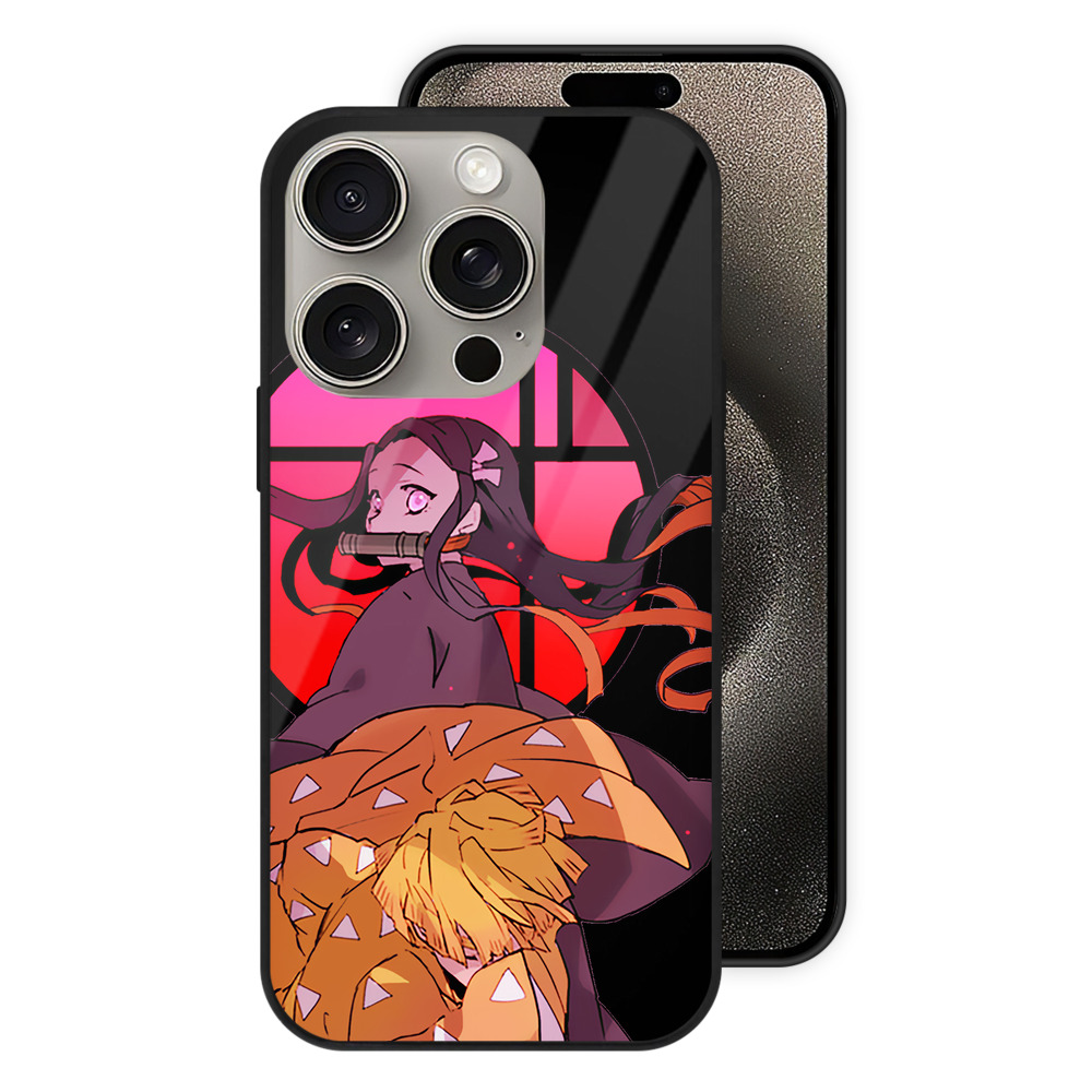 （画像用） 鬼滅の刃（きめつのやいば）我妻 善逸／あがつま ぜんいつ Agatsuma Zenitsu 【iPhone15Pro対応】スマホケース 耐衝撃＆黄変防止 背面ガラス