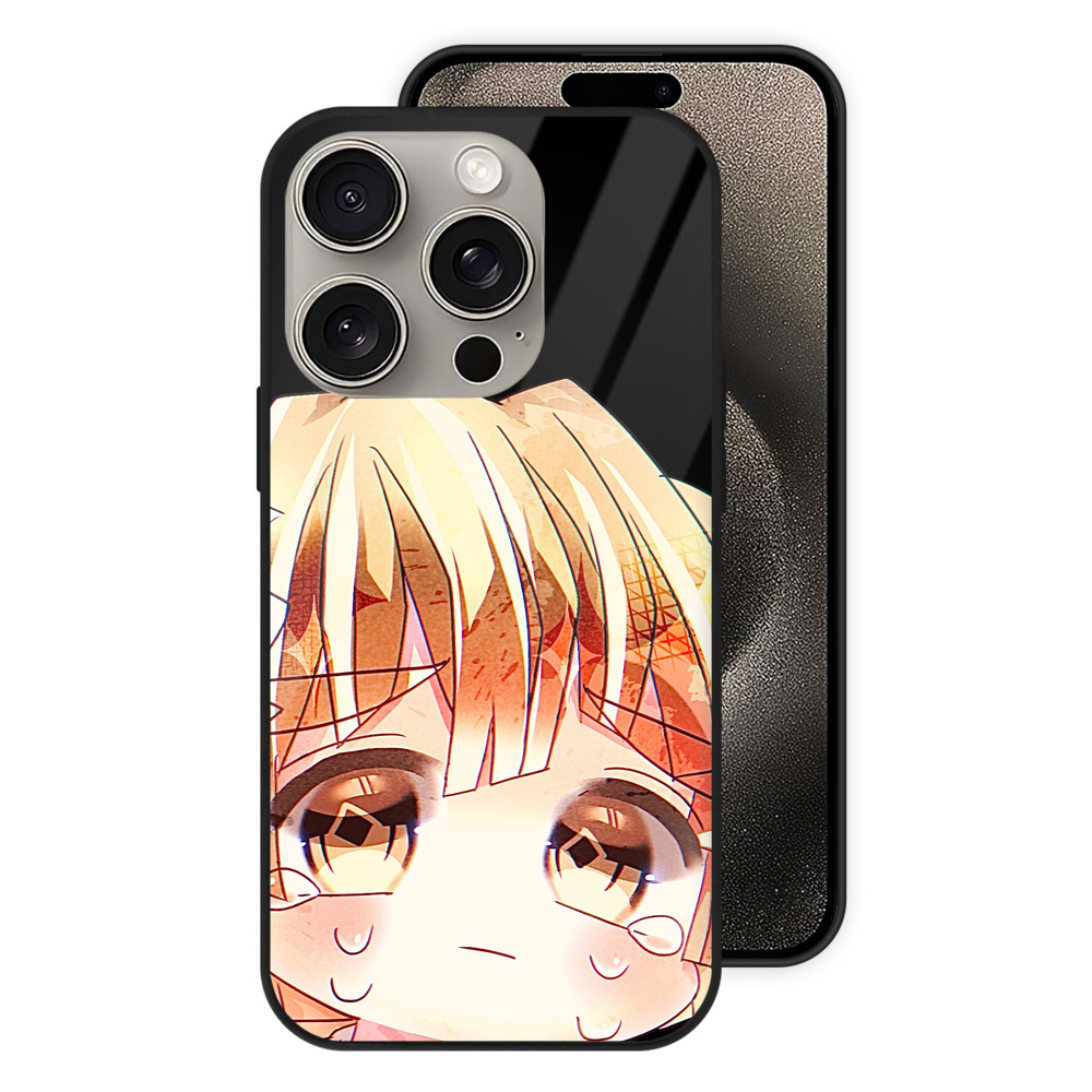 （画像用） 鬼滅の刃（きめつのやいば）我妻 善逸／あがつま ぜんいつ Agatsuma Zenitsu 【iPhone15Pro対応】スマホケース 耐衝撃＆黄変防止 背面ガラス