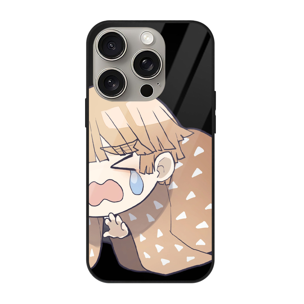 （画像用） 鬼滅の刃（きめつのやいば）我妻 善逸／あがつま ぜんいつ Agatsuma Zenitsu 【iPhone15Pro対応】スマホケース 耐衝撃＆黄変防止 背面ガラス